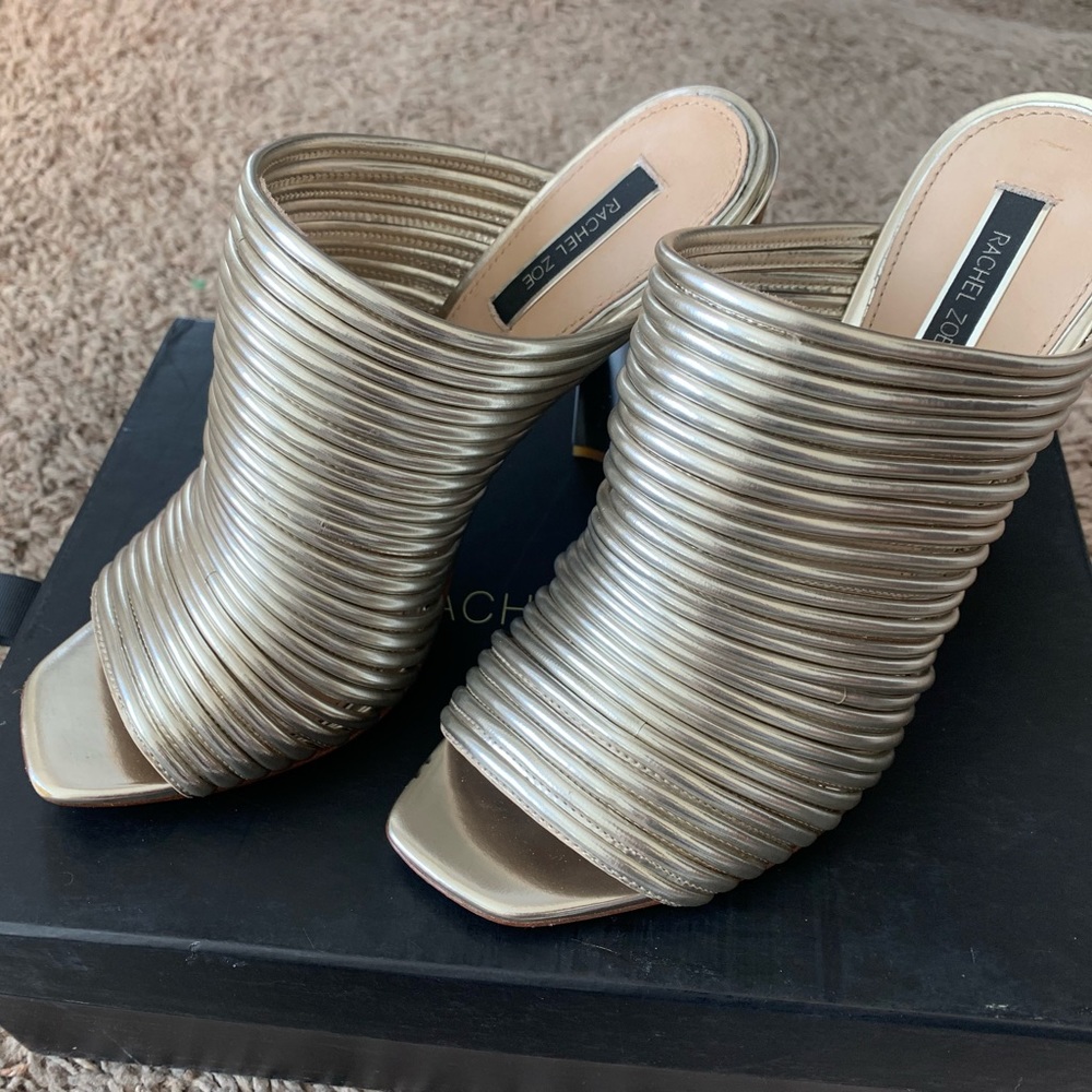 Rachel Zoe silver chunky mules high heels! Size 9.5 - only worn twice!